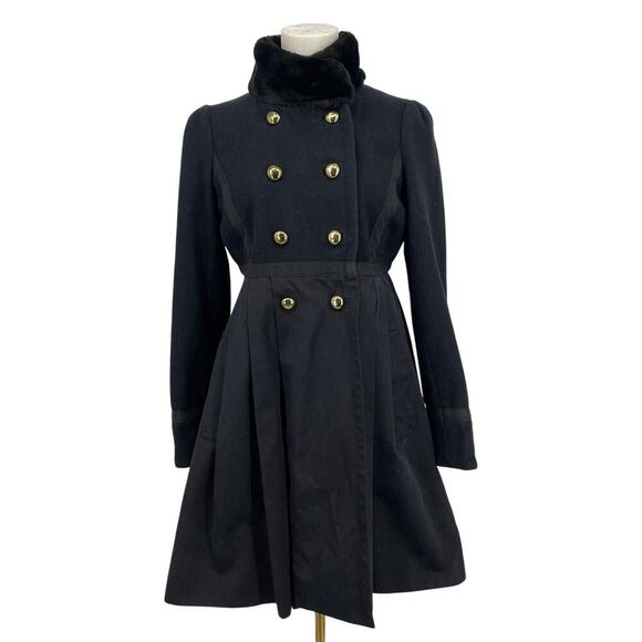 Marc by Marc Jacobs Runway Gemini Melton Coat Faux Fur Collar Double Breasted XS - Picture 1 of 15